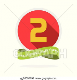 Vector Stock - Anniversary 2nd logo template with a shadow ...