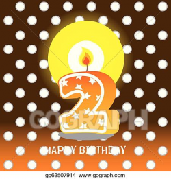 Vector Illustration - Second birthday with candle. EPS ...