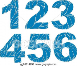 Vector Illustration - Blue elegant floral numbers ...