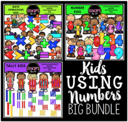 Kids Using Numbers Clip Art Big Bundle {Educlips Clipart}