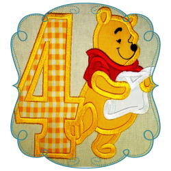 Winnie The pooh applique number 4 Machine Embroidery Design Pattern ...