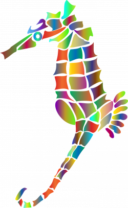 Clipart - Prismatic Stylized Seahorse Silhouette 4