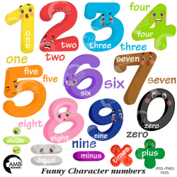 Funny emoticon numbers clipart Number faces Counting numbers