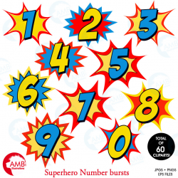 Superhero Numbers clipart, Numbers clipart, Numbers clipart with ...