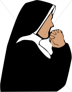 Nun in Prayer | Church People Clipart