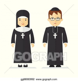 Vector Stock - Catholic priest and nun. Stock Clip Art ...