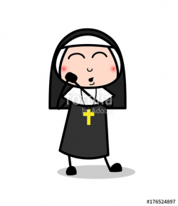 Cute Cartoon Happy Nun Blushing Face Vector
