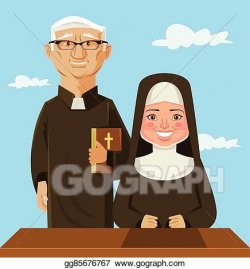 Vector Stock - Priest and nun. Clipart Illustration ...