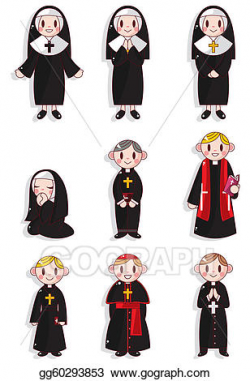 Vector Clipart - Cartoon priest and nun icon set. Vector ...