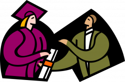 Teacher in Awards Diploma to Student - Vector Image