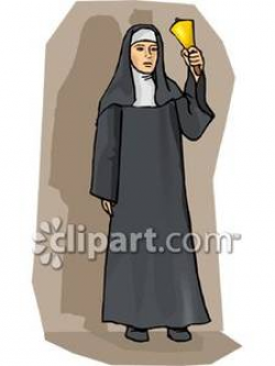 Nun Ringing a Bell - Royalty Free Clipart Picture