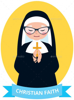 Emblem of an Old Christian Nun Praying | Cartoon | Christian ...