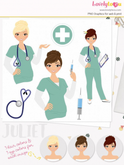 Woman nurse character clipart healthcare illustration | Cute ...