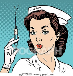 Vector Art - Retro nurse gives an injection syringe medicine ...