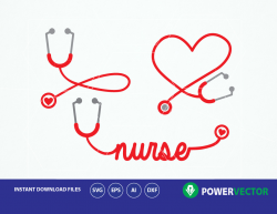 Stethoscope SVG, Nurse Word Art Svg. Nurse Heart Monogram Frame,  Stethoscope Heart Clipart Vector