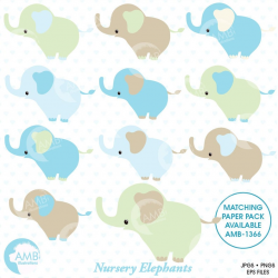 Baby Elephant clipart, Nursery baby clipart, Baby Boy Nursery clipart, Blue  Elephant digital clipart, commercial use, AMB-1373