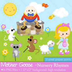 Mother Goose - Nursery Rhymes - Clipart and Digital paper ...