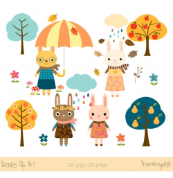 Nursery art animals clip art, Easter bunny clipart, Autumn rabbit clip art,  Brown bunny birthday party graphics, Cute clipart baby animal
