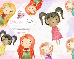 Watercolor Baby Girl Clipart Hand Painted Nursery Cute Girls Clipart PNG  Little Girls Clip Art Digital Download GunesLili