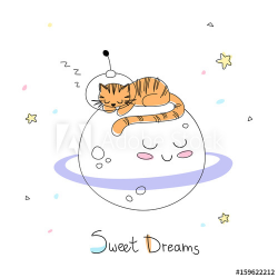 Nursery art: cute little hand-drawn tiger in a space suite ...