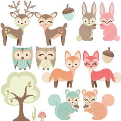 Woodland Nursery Clipart, Baby Animals Clip Art, Forest ...