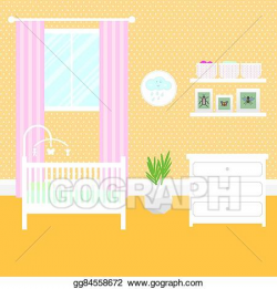 Vector Clipart - Nursery room with furniture. baby interior ...
