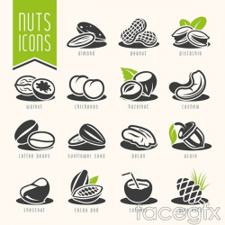 Fashion nuts dried fruit vector | nut | Fruit logo, Fruit ...