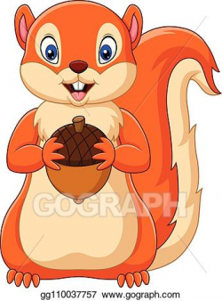Vector Clipart - Cartoon squirrel holding nut. Vector ...