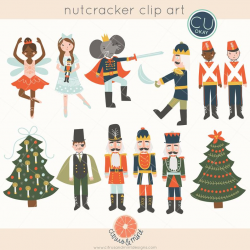 Nutcracker Ballet Christmas Clip Art Graphics - Holiday 2017- Hand-Drawn  Digital Illustrations- Commercial Use Royalty Free