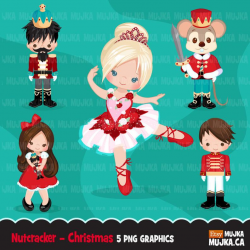 Christmas clipart, Nutcracker ballet characters, Mouse King, Sugar Plum  fairy, prince, Clara, Christmas ballet, toy soldiers, planner art