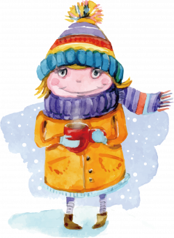 Watercolor painting Winter Child - Hand-painted watercolor winter ...