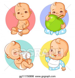 Vector Stock - Baby sticker set. healthy food, nutrition for ...