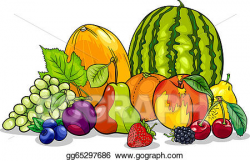 Vector Clipart - Fruits group cartoon illustration. Vector ...
