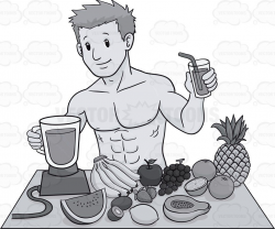 Muscular Guy Preparing A Healthy Drink #apple #banana ...
