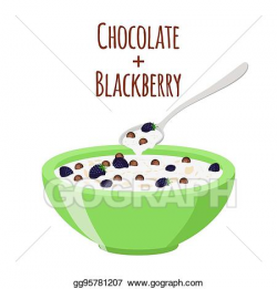 Vector Illustration - Cereal chocolate balls with blackberry ...