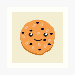 Cute Kawaii Oatmeal Raisin Cookie | Art Print