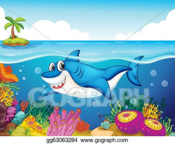 EPS Vector - Shark fish in sea. Stock Clipart Illustration ...