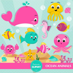 Ocean clipart, Sea animals clipart, Sea creatures, Marine life clipart,  Ocean animals, Whale clipart - CA438