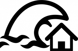 Tsunami Insurance Symbol Of A Home And A Big Ocean Wave Svg Png Icon ...