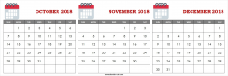 Three Monthly Blank October November December 2018 Calendar ...