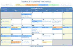 october 2019 calendar with holidays | month printable calendar