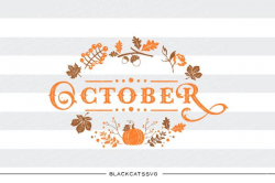 October - autumn leaves sign - SVG file Cutting File Clipart in Svg, Eps,  Dxf, Png for Cricut & Silhouette
