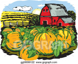 Vector Illustration - Pumpkin farm. EPS Clipart gg59099122 ...