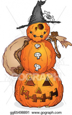 EPS Illustration - Halloween pumpkin scarecrow cartoon ...
