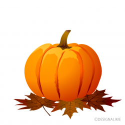 Pumpkin and Fallen Leaves Clipart Free Picture｜Illustoon