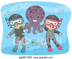 Stock Illustration - Kids playing with octopus. Clipart ...