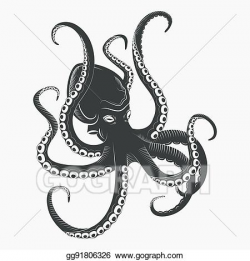 Vector Clipart - Ocean octopus or sea octopoda with ...