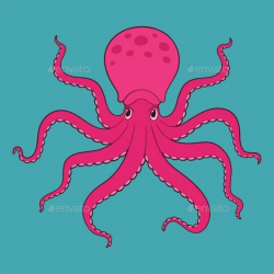 Purple Cartoon Octopus (Vector EPS, CS, animal, aquarium ...