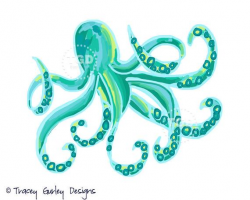Octopus clip art, watercolor octopus, octopus art, preppy art, nautical  clip art, sea life art, digital clipart, invitation design