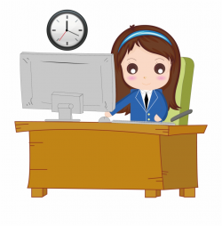 Clip Office Cartoon - Working In Office Cartoon Free PNG ...